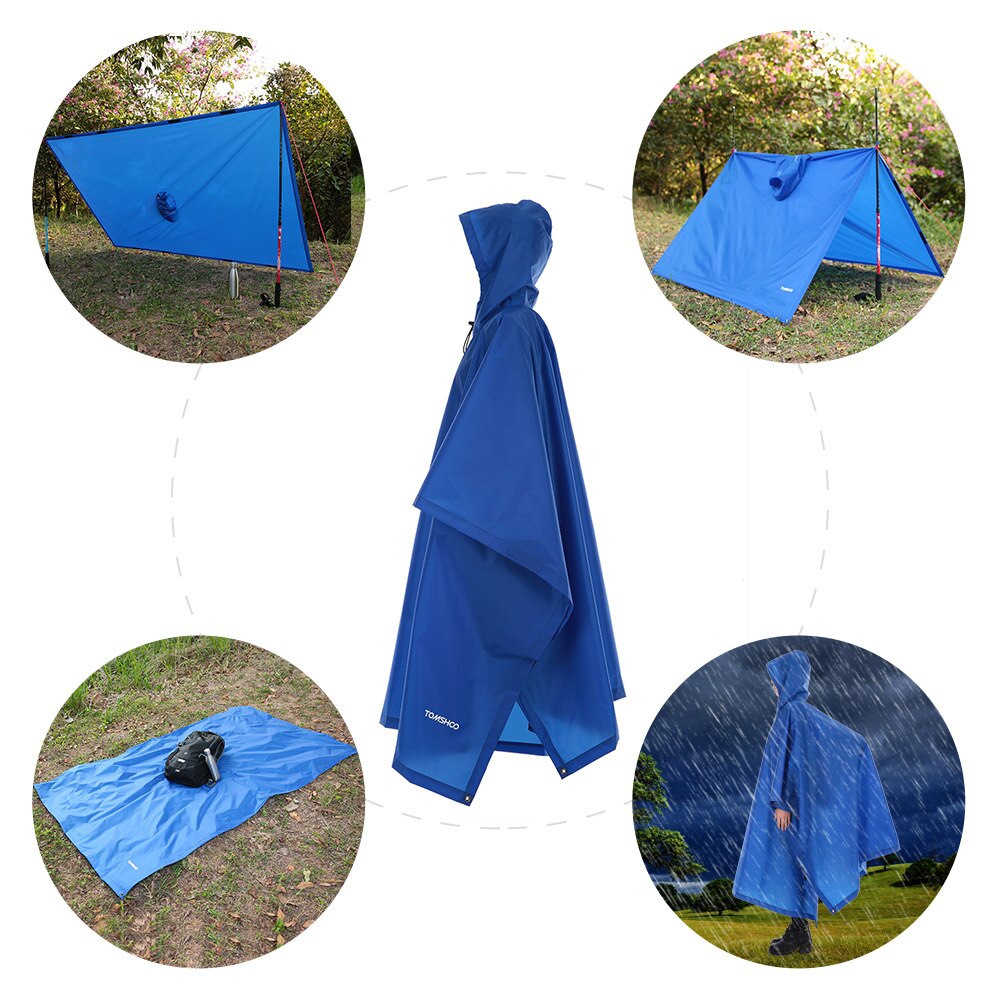Cheap Goat Tents TOMSHOO Multifunctional Lightweight Raincoat with Hood Outdoor Rain Cover Poncho Camping Picnic Sunshine Canopy Shelter Mat Tents 